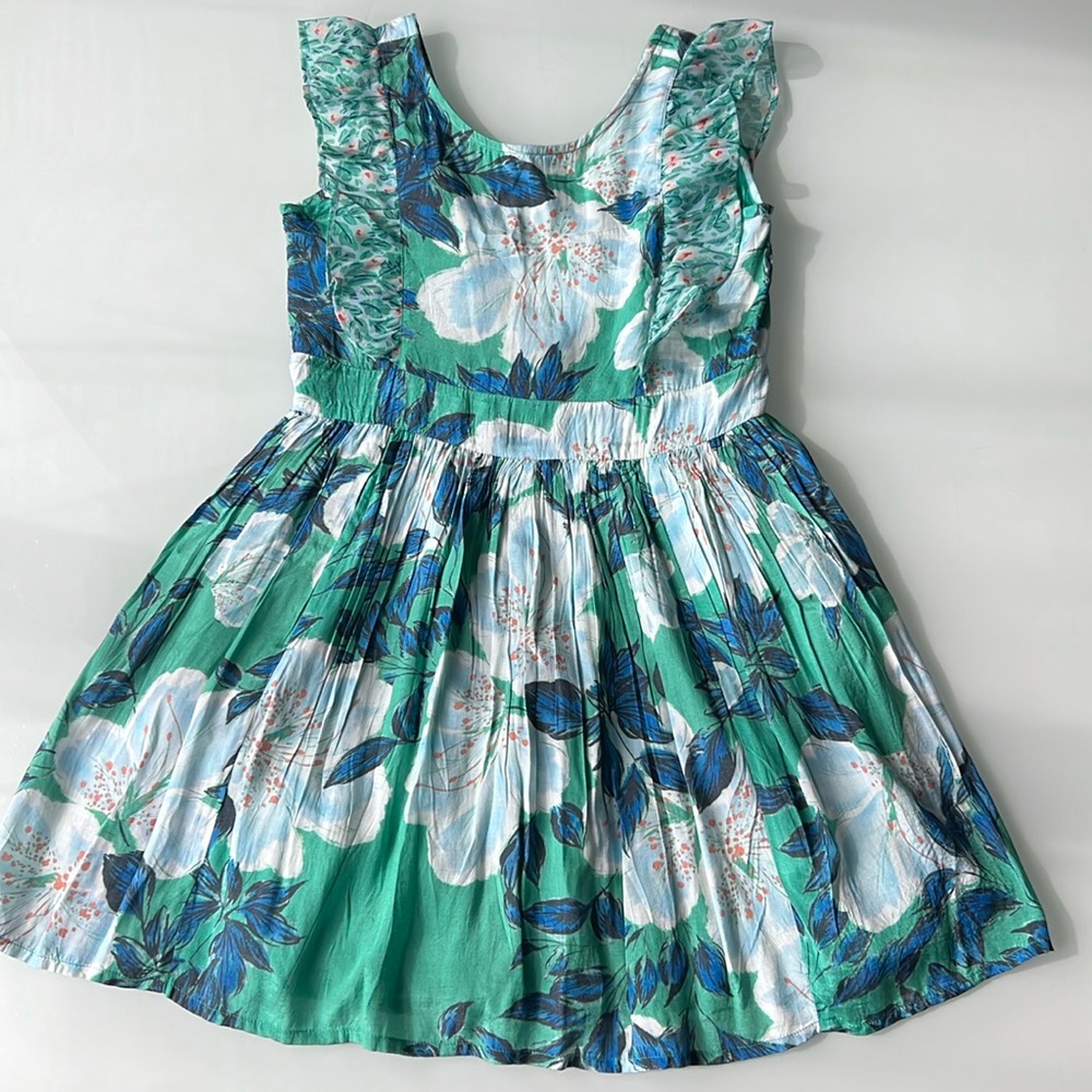 ROBERTA ROLLER RABBIT Girls Flutter Sleeve Mixed Print Dress Sz 8